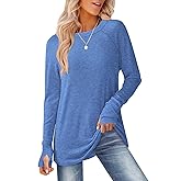 GKBK Womens Long Sleeve Tops Crew Neck T Shirts for Women Tunic Tops with Thumb Holes Fall Outfits for Women 2025