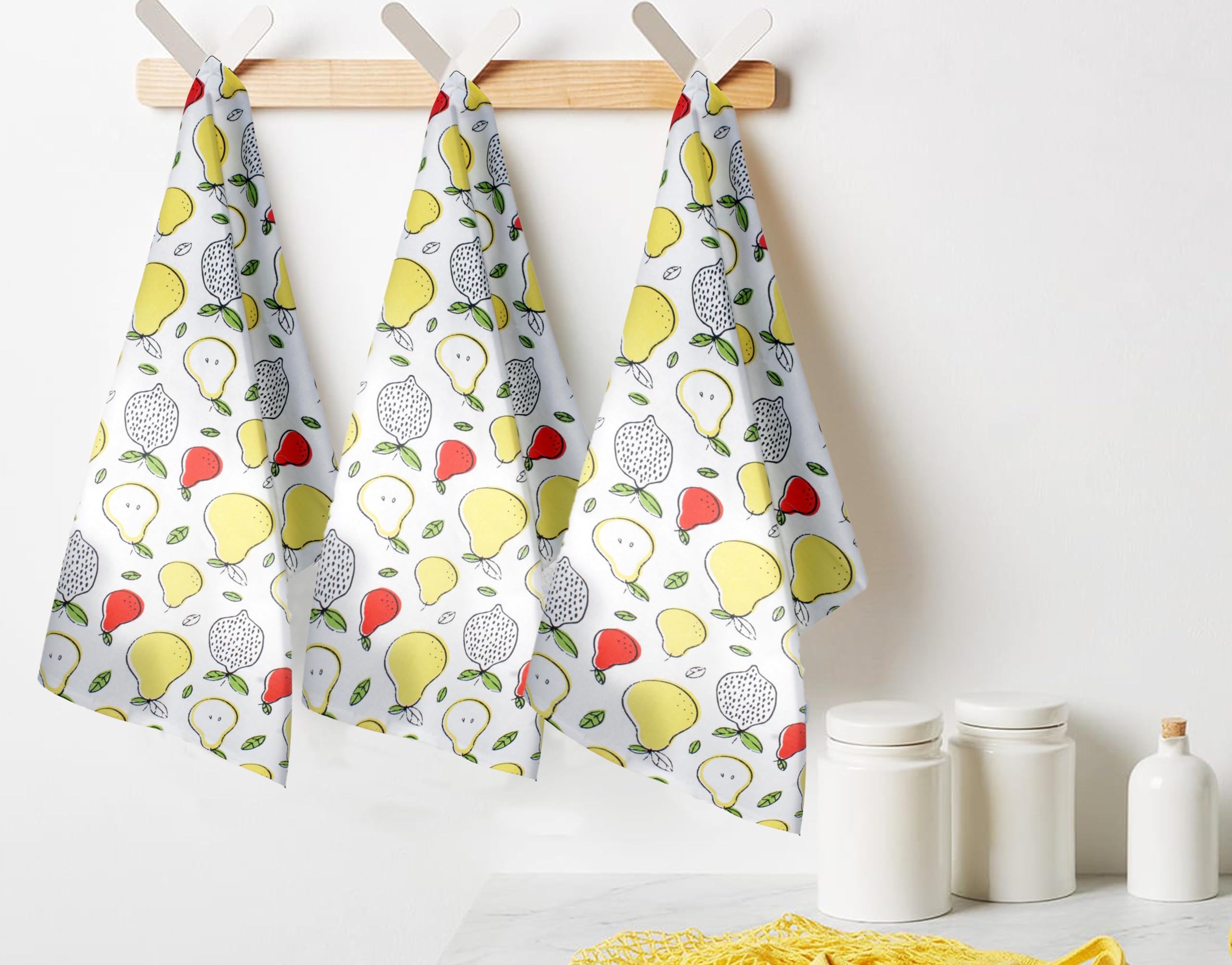 FINGERCRAFT Kitchen Dish Towels, 100% Natural Cotton, Set of 6 Multi-Purpose Kitchen Towels, Very Soft, Highly Absorbent, Tea Towels for Kitchen Décor 20X30 (Fruity Garden)