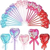 Pajean 25 Pcs Valentines Day Heart Pens Bulk Favors, Flip Sequin Heart Shaped ballpoint Pens for Valentine Party Office Supplies, 0.7 mm Black Ink, 5 Colors