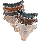 GORGLITTER Women's 7 Pack Sheer Panties Mesh Underwear Frill Trim Low Rise Briefs