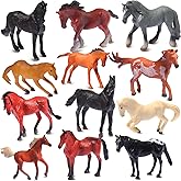 Chalyna 12 Pieces 2-3" Tiny Horse Figurines Toy Set, Plastic Pony Small Foal Figures, Farm Mini Animal Toy Gift for Kids, Miniature Horse Playset Easter Birthday Party Favors for Club Cake Topper