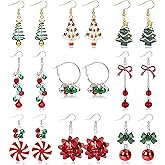 9 Pairs Christmas Earrings for Women New Years Dangle Earrings Christmas Tree Snowflake Bow Bells Light Earring Stocking Stuffers Christmas Jewelry Accessories for Party Outfits Trendy Jewelry Gifts