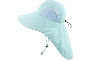 Muryobao Kids Girls Boys Sun Hat Wide Brim UPF50+ Mesh Hats with Neck Flap