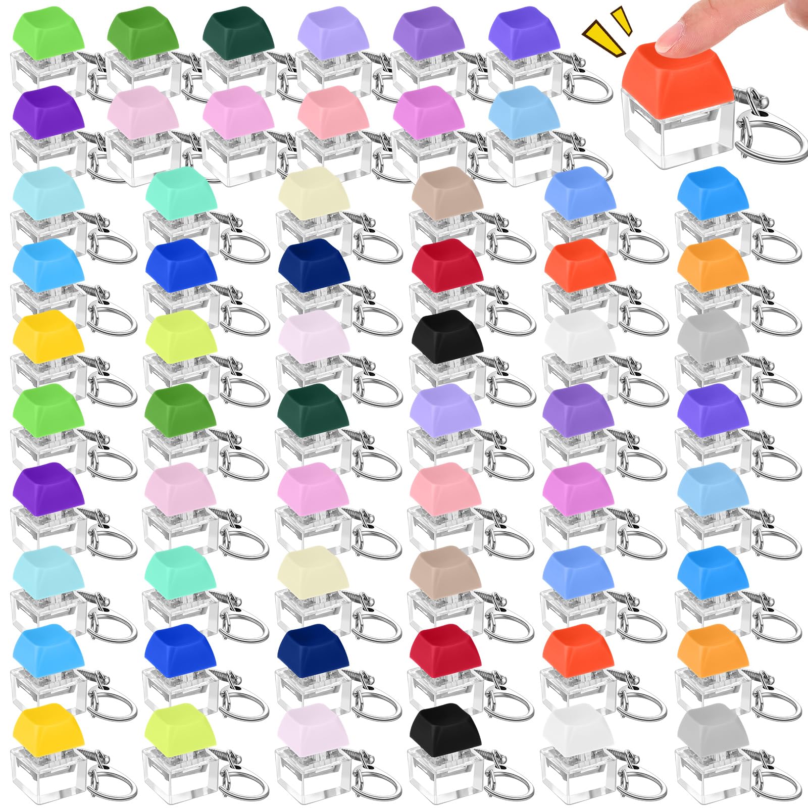 Photo 1 of Seeloowy Keyboard Fidget Toy Fidget Clicker Keyboard Keychain Decompression Relief Toys Button Stress Relief Gifts for Adults Kids Pass The Time (Vibrant Color,60 Pcs)