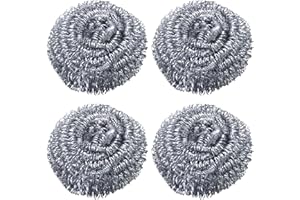 HogarTech 4-Pack Stainless Steel Scourers – Non-Rust Steel Wool Scrubbers for Kitchen Sinks, Pots, Pans, Ovens & Grill Racks,
