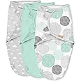SwaddleMe by Ingenuity Original Swaddle, 100% Cotton, Improves Sleep & Calms Startle Reflex, 0-3 Months, 3-Pack - Floating Geo