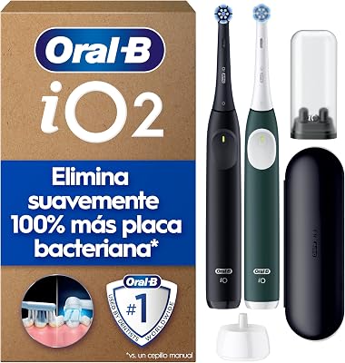 iO 2 Cepillos de Dientes Eléctricos, Negro Y Verde, Pack de 2