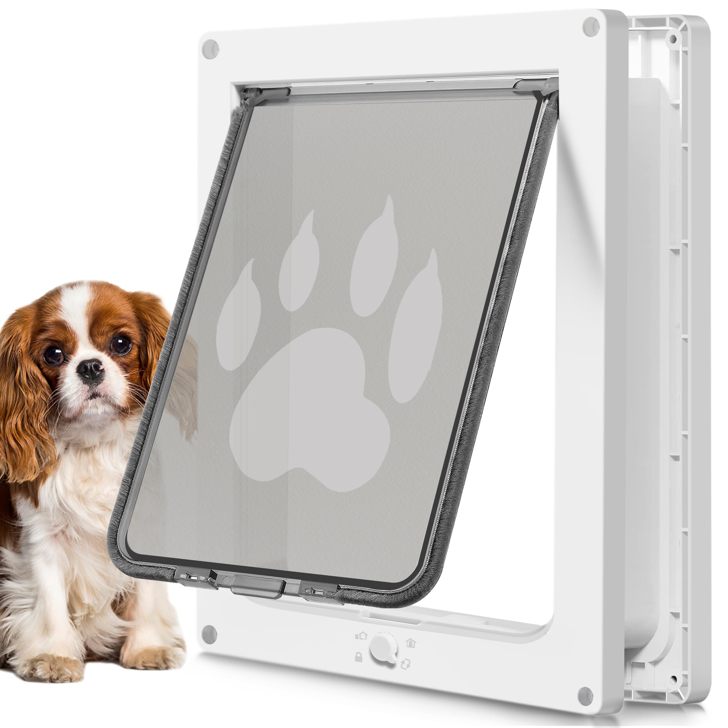 Photo 1 of CEESC Dog Door for Pets Up to 20 lb, Weatherproof Pet Door for Cats and Dogs, Durable, Snap-in Closing Panel Included, Suitable for Interior and Exterior Doors(Small White)