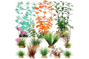 Emotionlite Aquarium Plants, Artificial Fish Tank Plastic Decorations Decor Plants Set Colorful 12 Packs