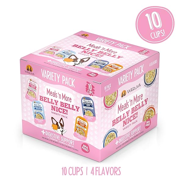 WERUVA MEALS ‘N MORE NATURAL WET DOG FOOD, BELLY BELLY NICE! DIGESTIVE SUPPORT VARIETY PACK, 3.5OZ CUP (PACK OF 10)