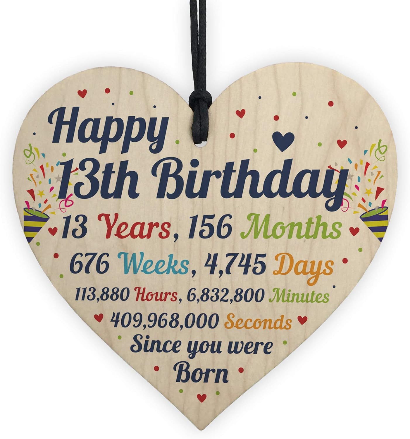 Red Ocean 13th Birthday Gift For Boys Wooden Heart 13th Birthday Gift For Girls 13th Birthday Decorations