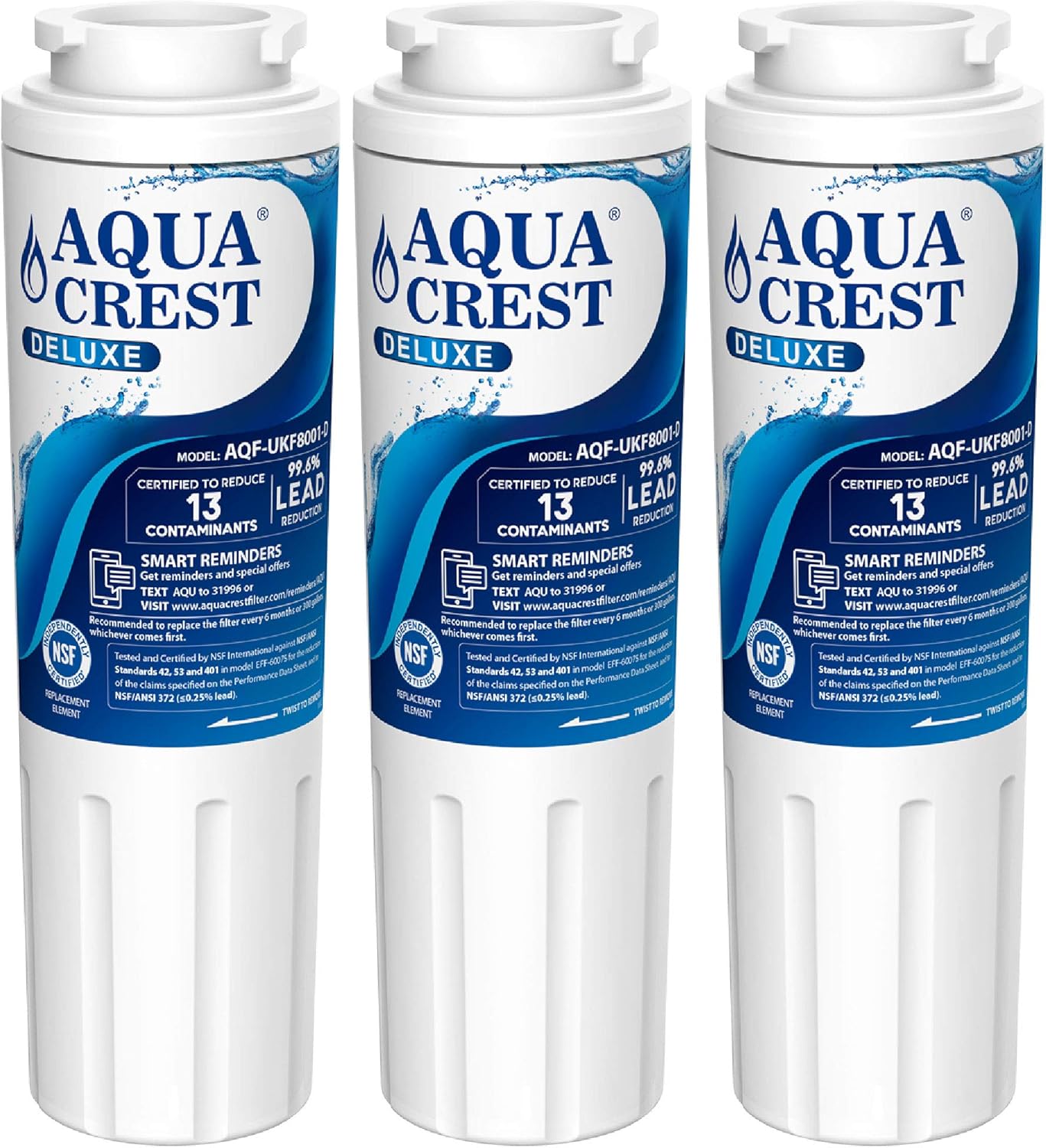 AQUACREST UKF8001 NSF 401, 53&42 Certified Refrigerator Water Filter, Compatible with Maytag