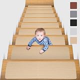 MBIGM 8 x 25.6 Inch Non-Slip Carpet Stair Treads 15-Pack Camel view 2