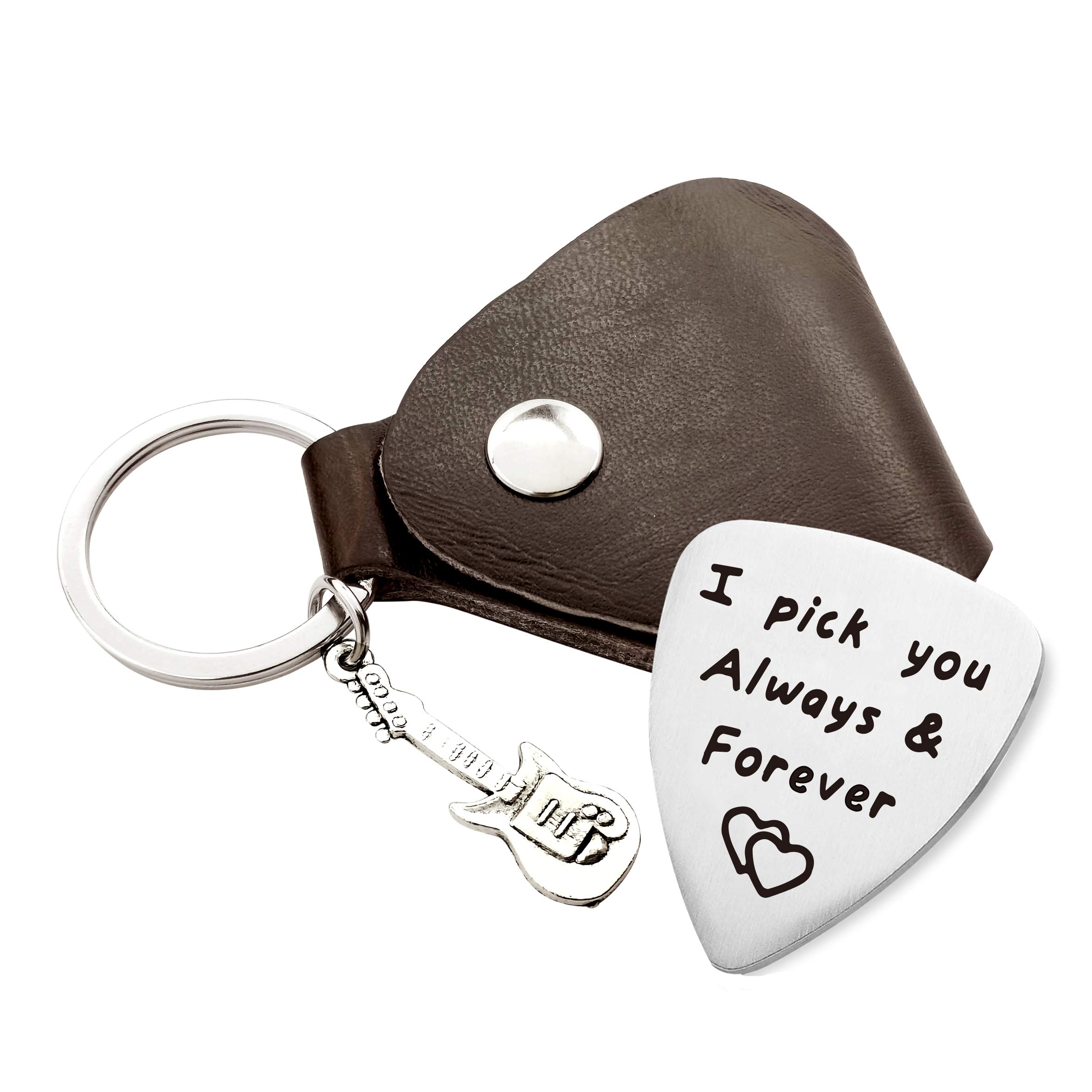 MaySunset I Pick You Always and Forever Stainless Steel Guitar Picks Gift for Men Boyfriend Husband Musician Guitar Player Birthday Christmas Valentine's Day Gifts