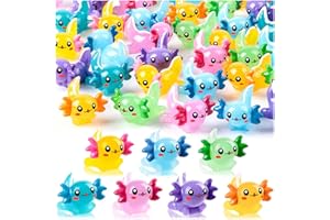 FFNIU 35Pcs Mini Resin Axolotl, Miniature Animal Figurine, Garden Landscape Aquarium Dollhouse Ornament Potted Plants Decor for DIY Craft Garden Fairy Decoration Birthday Party Favor