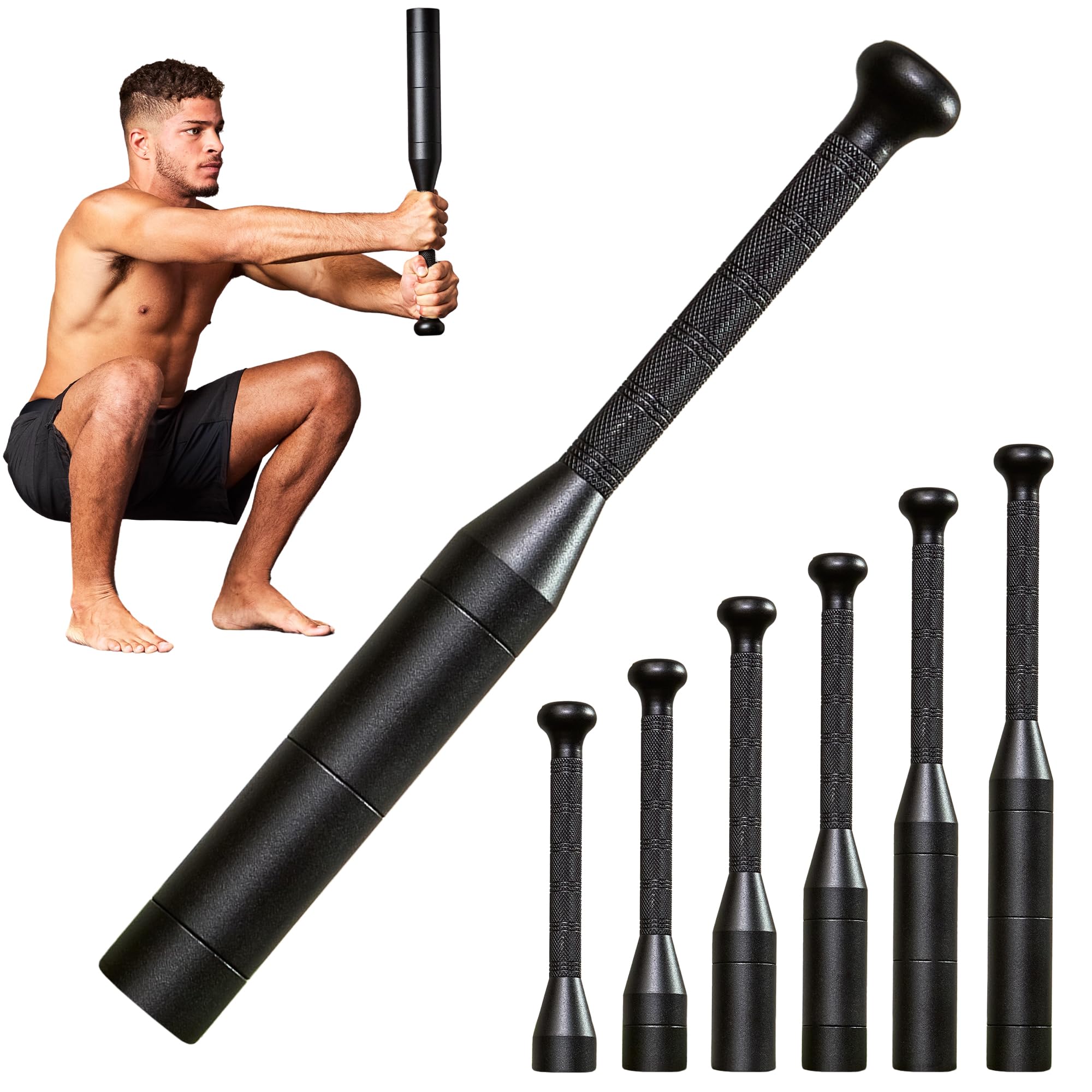 Photo 1 of Steel Mace Bell for Training – 6-Piece Clubbell Style Indian Steel Clubs Set – Mild Steel Construction with Black Powder Coating – Full Body Workout, Grip & Forearm Strength, Shoulder Mobility – Home Gym Fitness Tool (Black, 8KG)