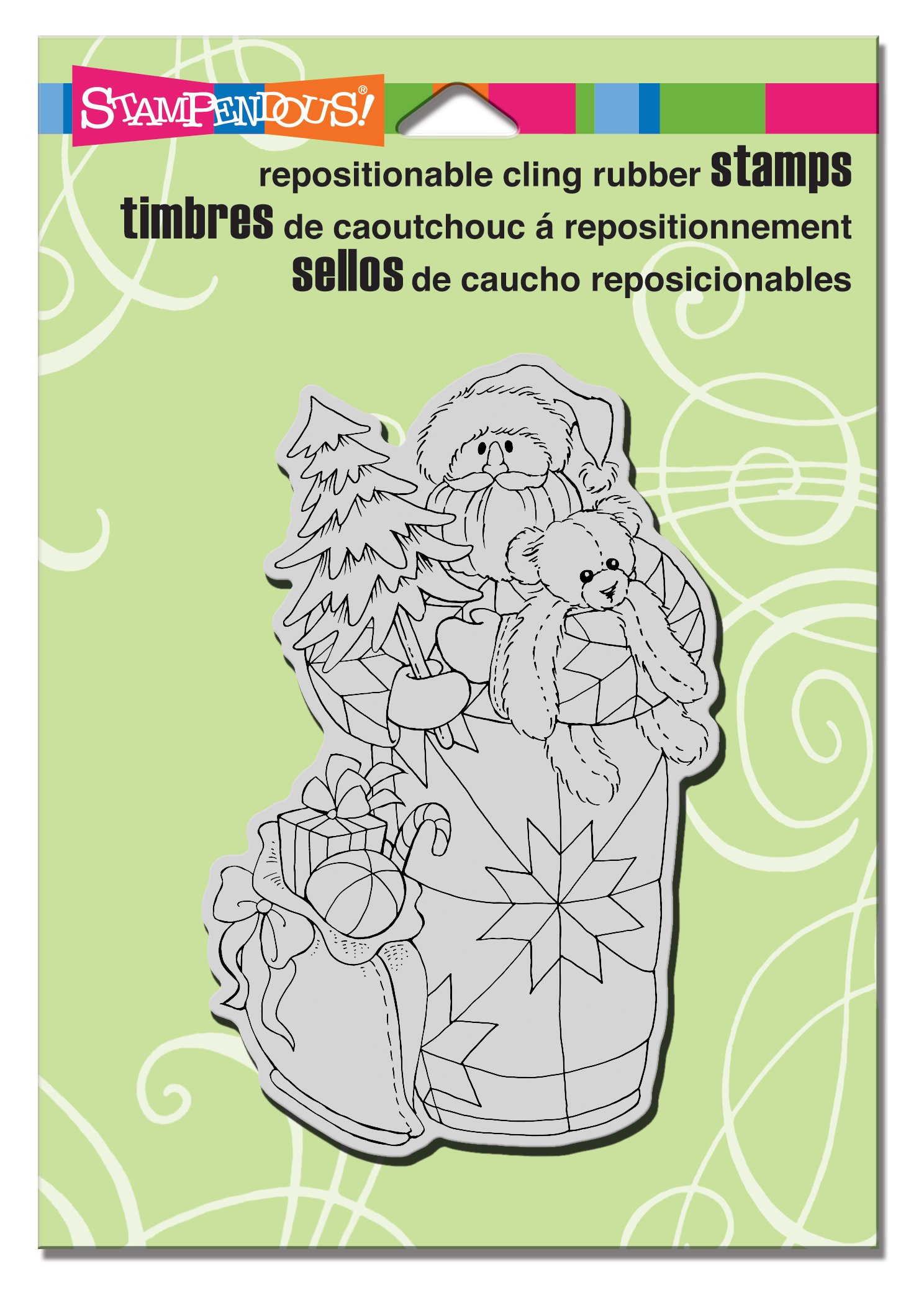 Stampendous Cling Stamp 4.75 x 4.5-inch, Quilted Santa