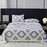 LEVINIS Large Bohemian Bed Blankets 80'' × 90'', Ultra Soft Aztec Bed Blanket for All Season, Cozy, Plush, Bohemian Throw Blanket for Couch/Sofa/Office/Camping, Light Grey