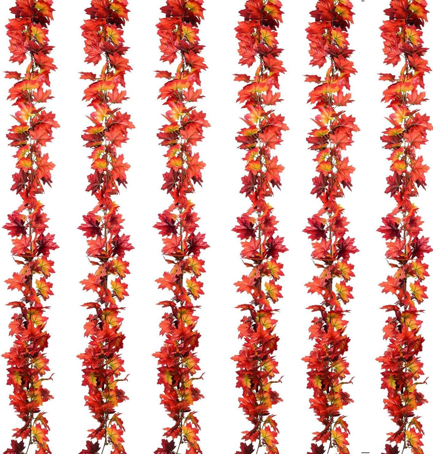 Wreaths, Garlands & Swags - DearHouse 6 Pcs Fall Garland Maple Leaf, Hanging Vine Garland Artificial Autumn Foliage Garland Thanksgiving Decor for Home Wedding Fireplace Party (Maple red)