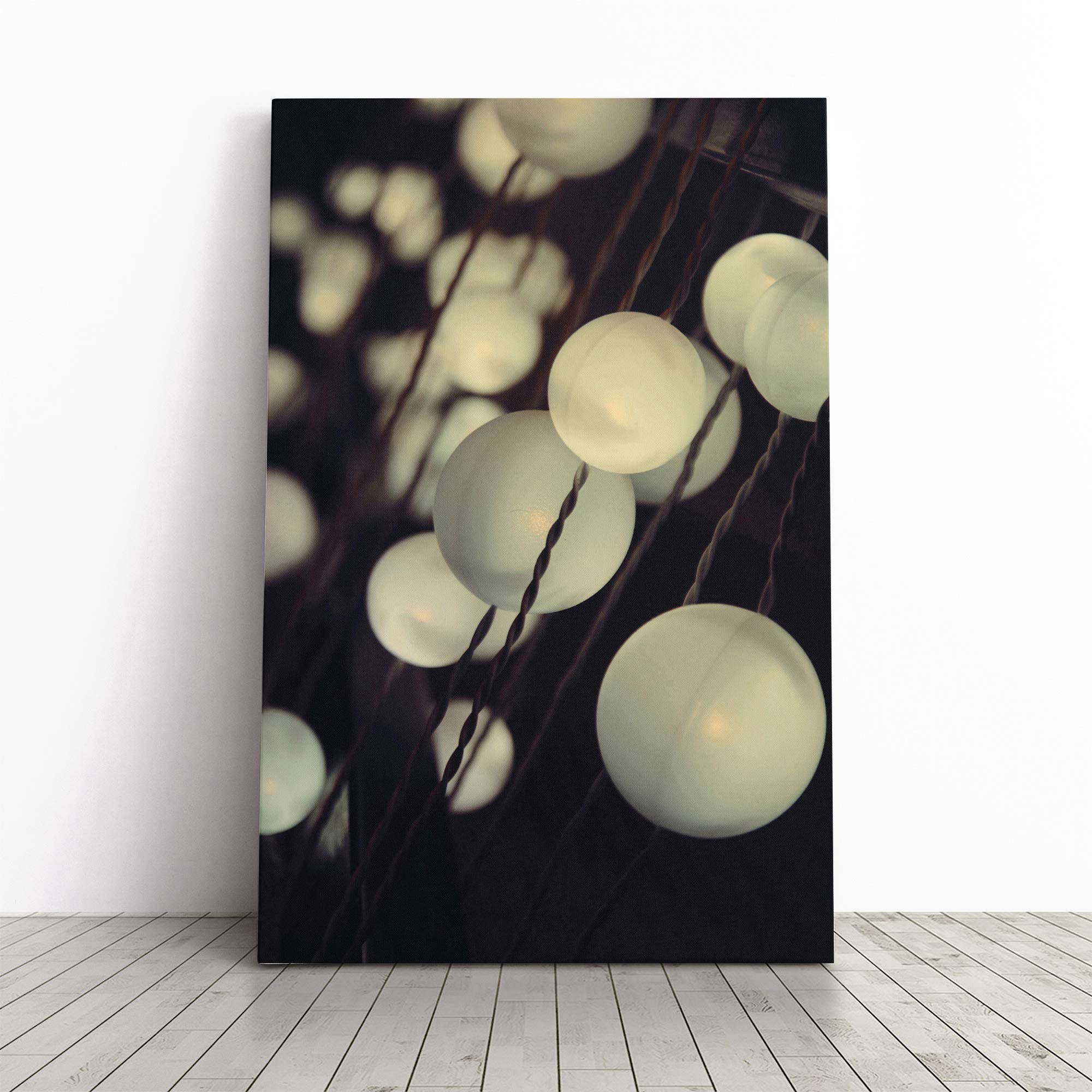 String Lantern Lights Canvas Print | Gallery Wrapped 30mm Frame Wall Art | 20x14 inches | Ready to Hang | Modern Picture | Living Room Bedroom Lounge Office