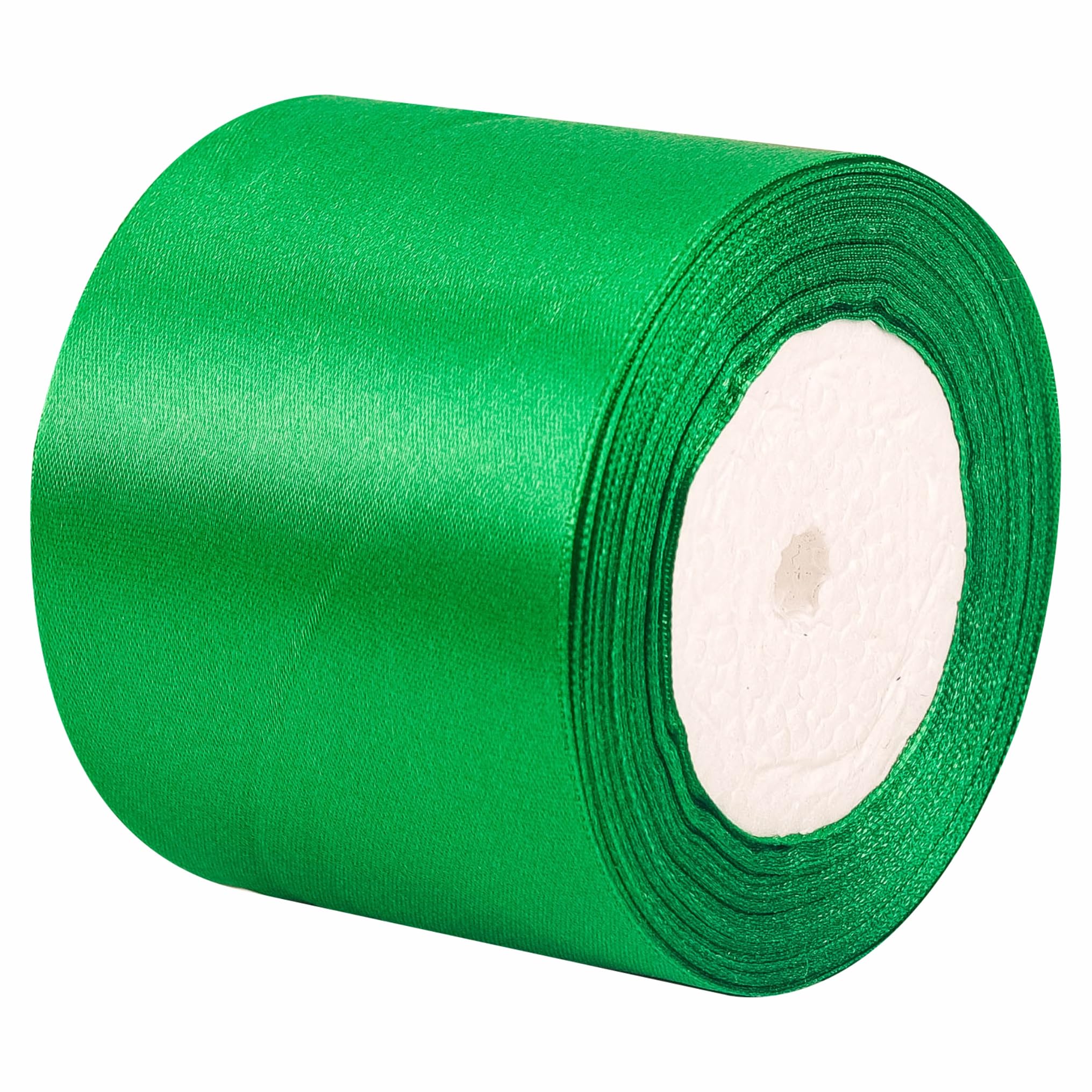 75mm Wide Green Solid Satin Ribbon for Gift Wrapping 22M,Silk Thick Polyester Ribbons 75mm for Christmas Day Decorative Ribbon, Gift Wrapping Ribbons for Crafting, Wedding Party Decoration