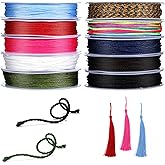 10 Rolls Nylon String for Bracelets 0.8mm, Chinese Knotting Cord, Nylon Strings for Jewelry Making, Colorful String, Colored Strings Beading Cord for Braided Ropes, Jewelry Making (10 Colors)