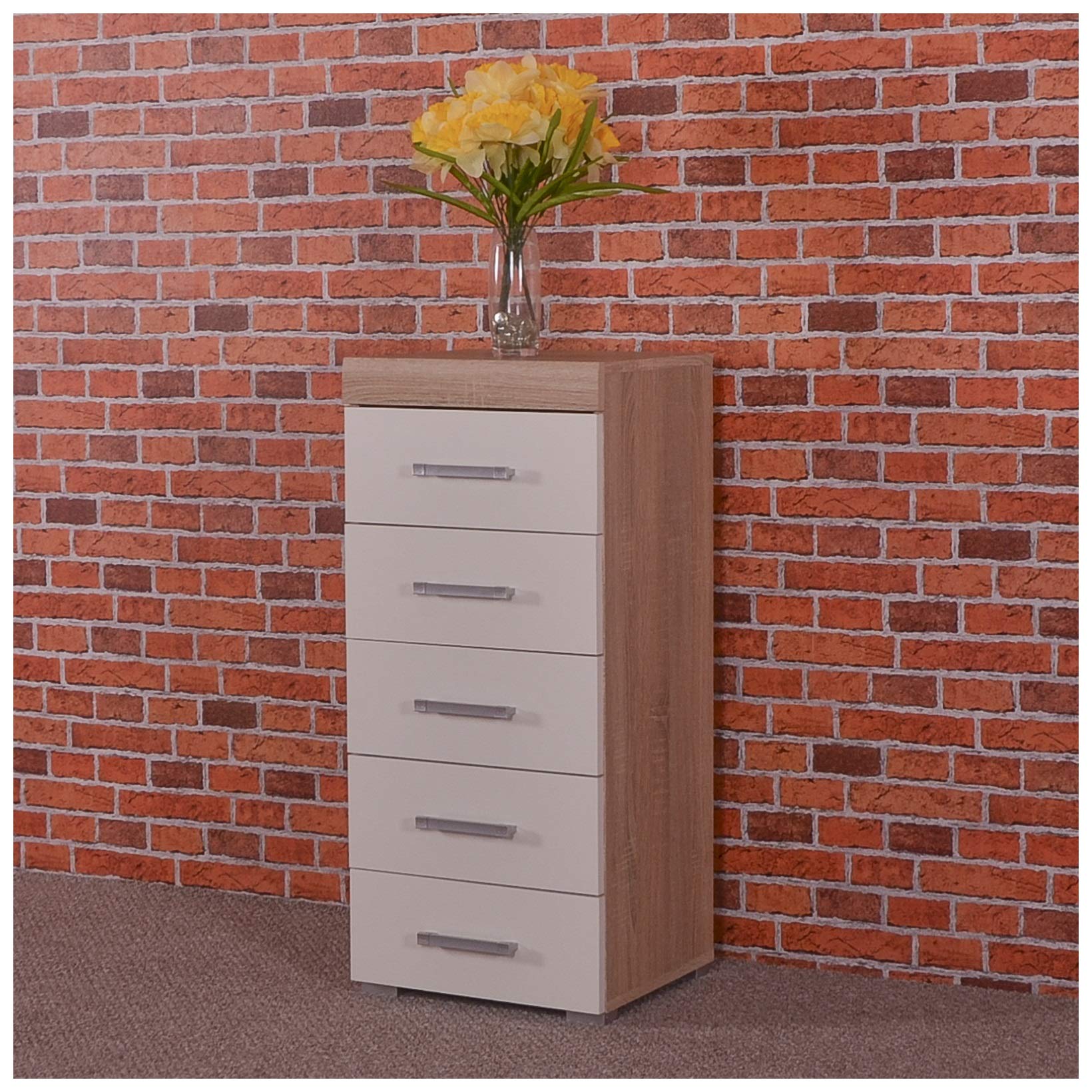 white and oak tallboy