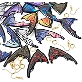 KISSITTY 9 Pairs Butterfly Wing Charm Earring Making Kit Resin Glitter Wings Pendant Dangles with Earring Hooks Jump Rings for Women DIY Fashion Earrings Jewelry Making