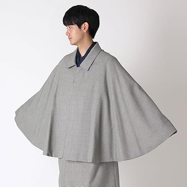 メンズ ウール混生地 着物コート キョウエツ 和装コート トンビ