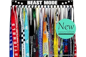 IBOBBISH Premium Medal Display Hanger Never Give Up with 20 Hooks,Medal Hanger Display For Wall with 16inchL,race medal display Upgraded Medal Holder display with Simple Design For gymanstics,race,soccer,swim