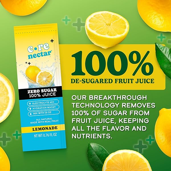ZERO SUGAR LEMON HYDRATION JUICE PACKETS – 100% SUGAR FREE, NATURAL SWEETENED, DIABETIC, KETO & FASTING FRIENDLY – MADE WITH REAL FRUIT & CLEAN INGREDIENTS – ALL SUGAR REMOVED NATURAL BEVERAGE JUICE -10 STICKS