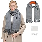 Rinycwa Heated Scarf for Women, Intelligent USB Electric Neck Heating Scarf with 5000mAh Rechargeable Battery, Cordless Winter Warming Wrap, Soft Breathable Heating Pad for Outdoor Cold Weather