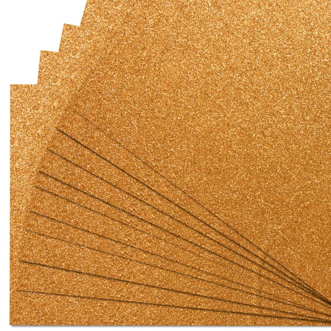 Springboard A4 Copper Glitter Card Sheets - 10-Pack 290gsm Non Shed Glitter Cardstock for Card Making - Compatible w/Die-Cutting Machines - Sparkly Craft Supplies