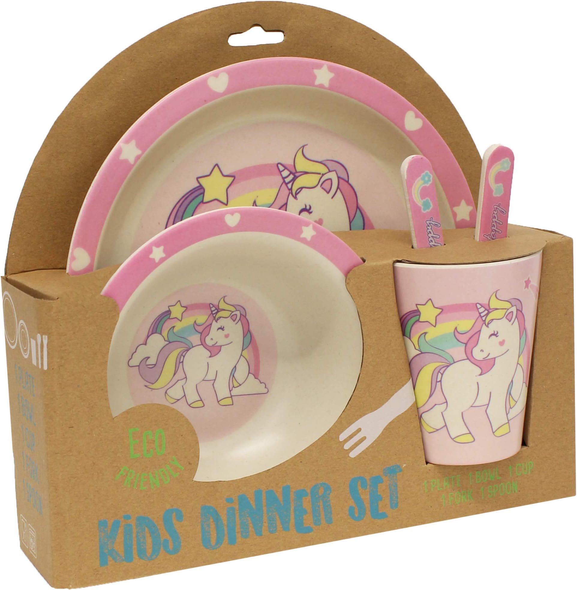 Gourmet Home Products 5-Piece Kids Dinner Set, Unicorn