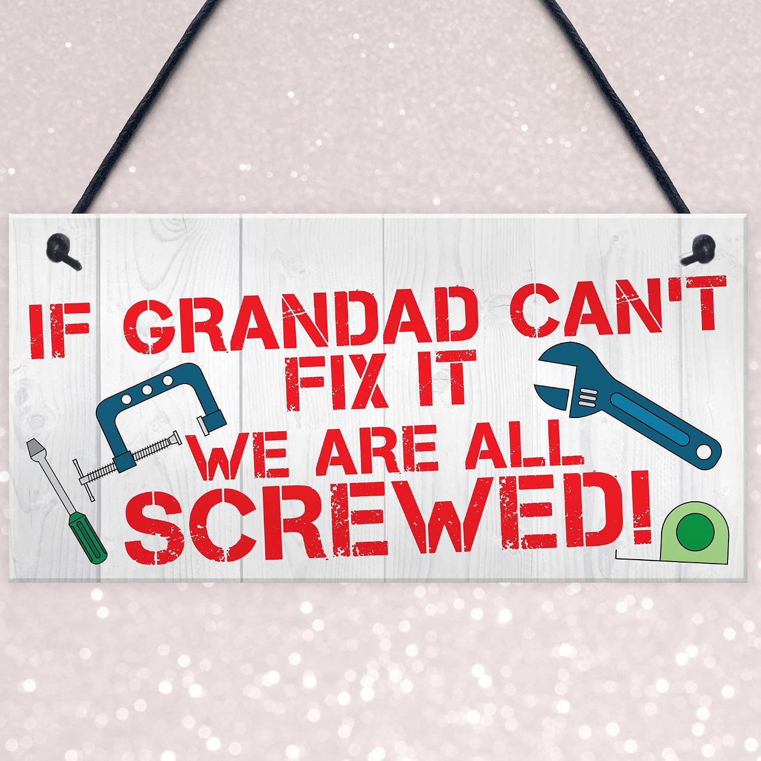 Red Ocean Grandad Fix It Screwed Man Cave Garage Shed Hanging Plaque Dad Gift Sign Funny, Multicolor - Image 4