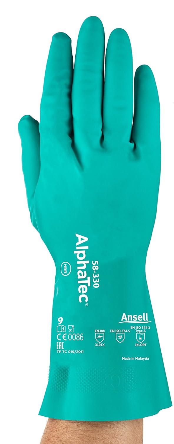 Ansell AlphaTec 58-330 Chemical Resistant Work Gloves, High Performance Nitrile, Two-Layered Coating Construction - Image 3