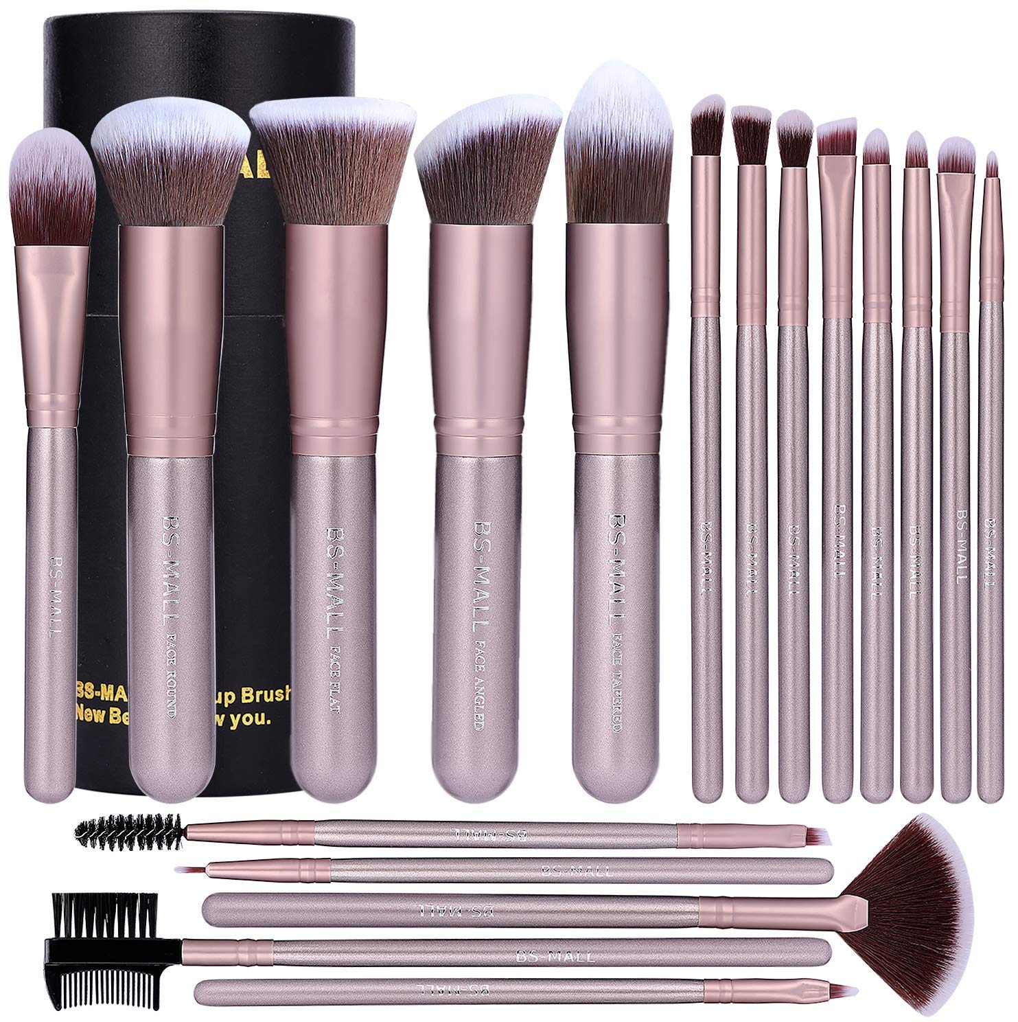 BS-MALL Makeup Brush Set 18 PCS Premium Synthetic Kabuki Foundation Eyebrow Eyeshadow Concealer Blending Eyeliner Comestic Brushes Champagne (Purple Silver): Beauty
