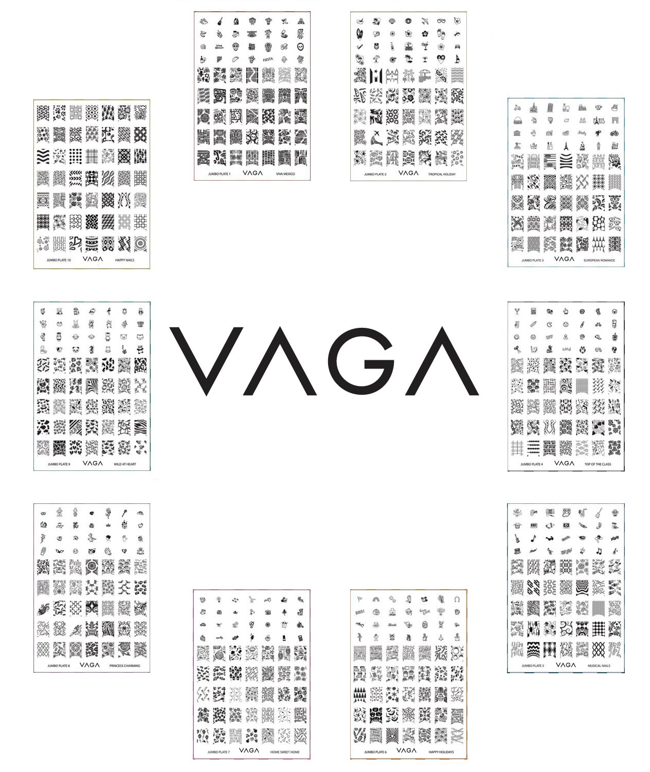 超激安 ジャンボネイルアートスタンプマニキュアプレートu1 10セット By Vaga B00b840ukw 即日出荷 Support Classfit Com