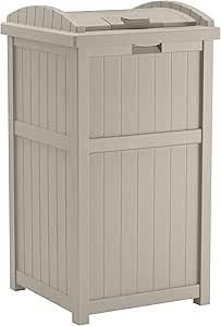 hideaway suncast basura cans gallon taupe resina galones terraza