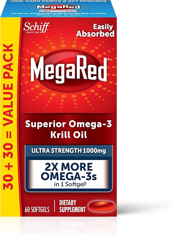 1000mg Omega3 Krill Oil Supplement, MegaRed Ultra Strength