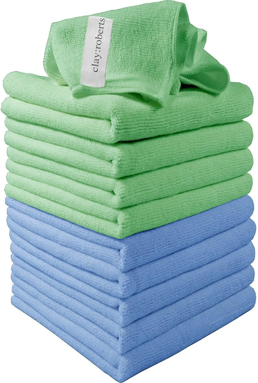 Clay Roberts Microfibre Cleaning Cloths, 10 Pack, Blue & Green, Microfibre Dusters, Machine Washable