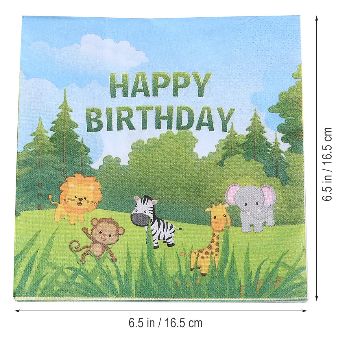 Cuisine Maison Serviettes De Table En Tissu Amosfun Joyeux Anniversaire Serviettes Jetables Jungle Animal Print Pour La Fete Danniversaire 40pcs