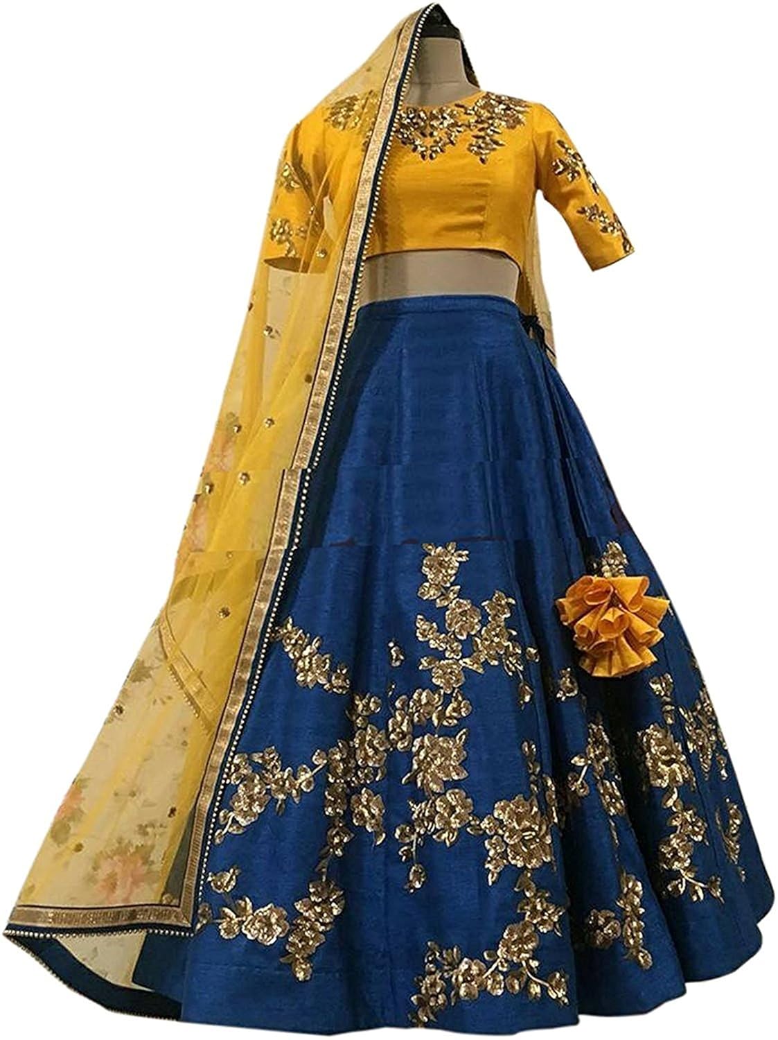 style villa women's georgette lehenga choli (multicolor_free size, semi-stitched )