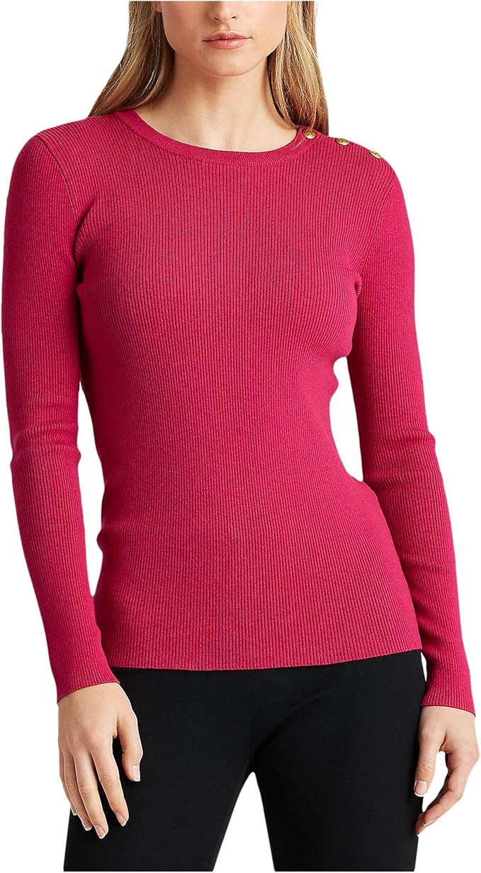 LAUREN RALPH LAUREN Ribbed Cotton-Blend Sweater Bright Fuchsia XL: Amazon.ca: Clothing & Accessories