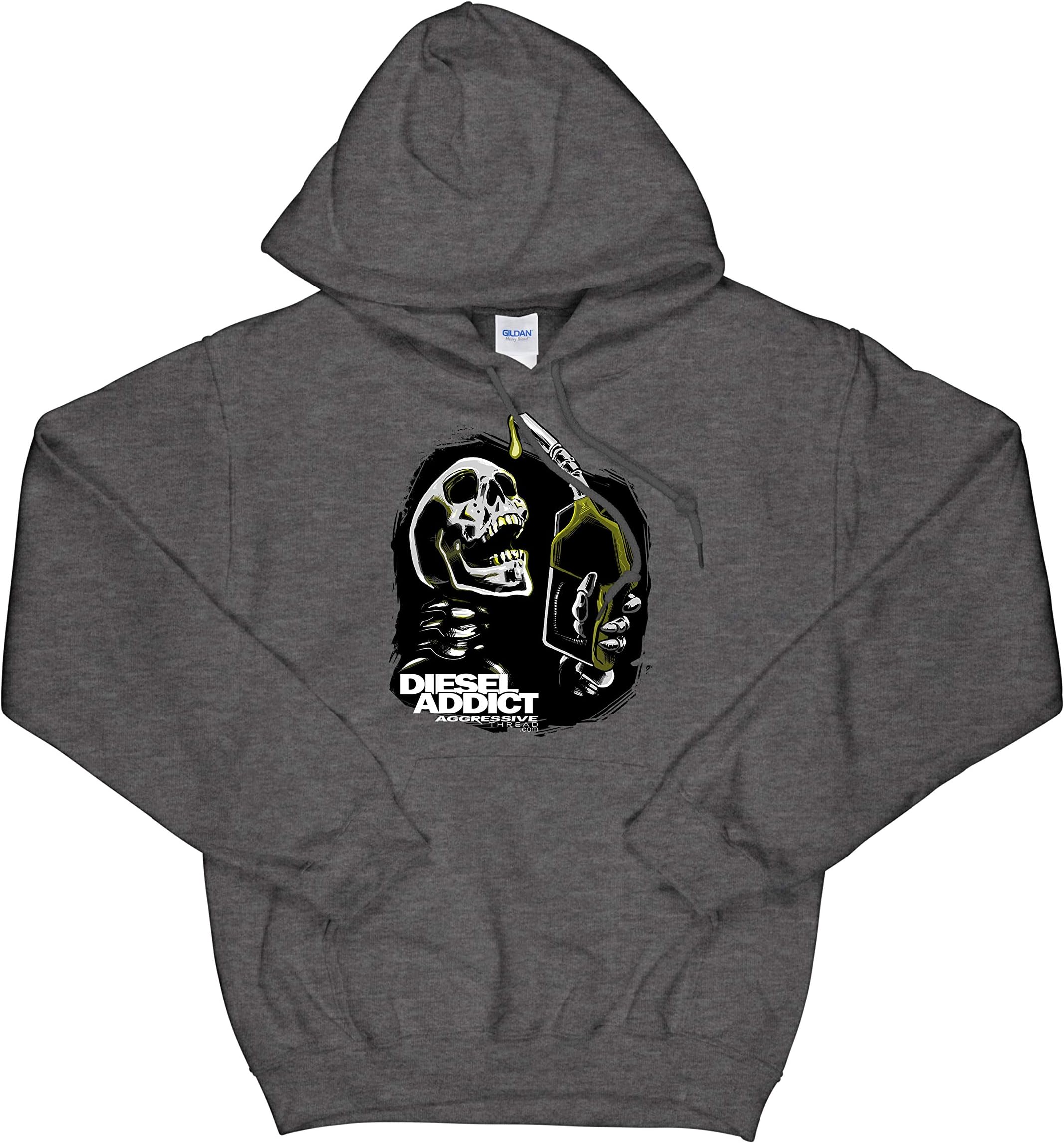 Aggressive Thread Duramax Powerstroke Truck Hoodie Sweatshirt Dark Heather