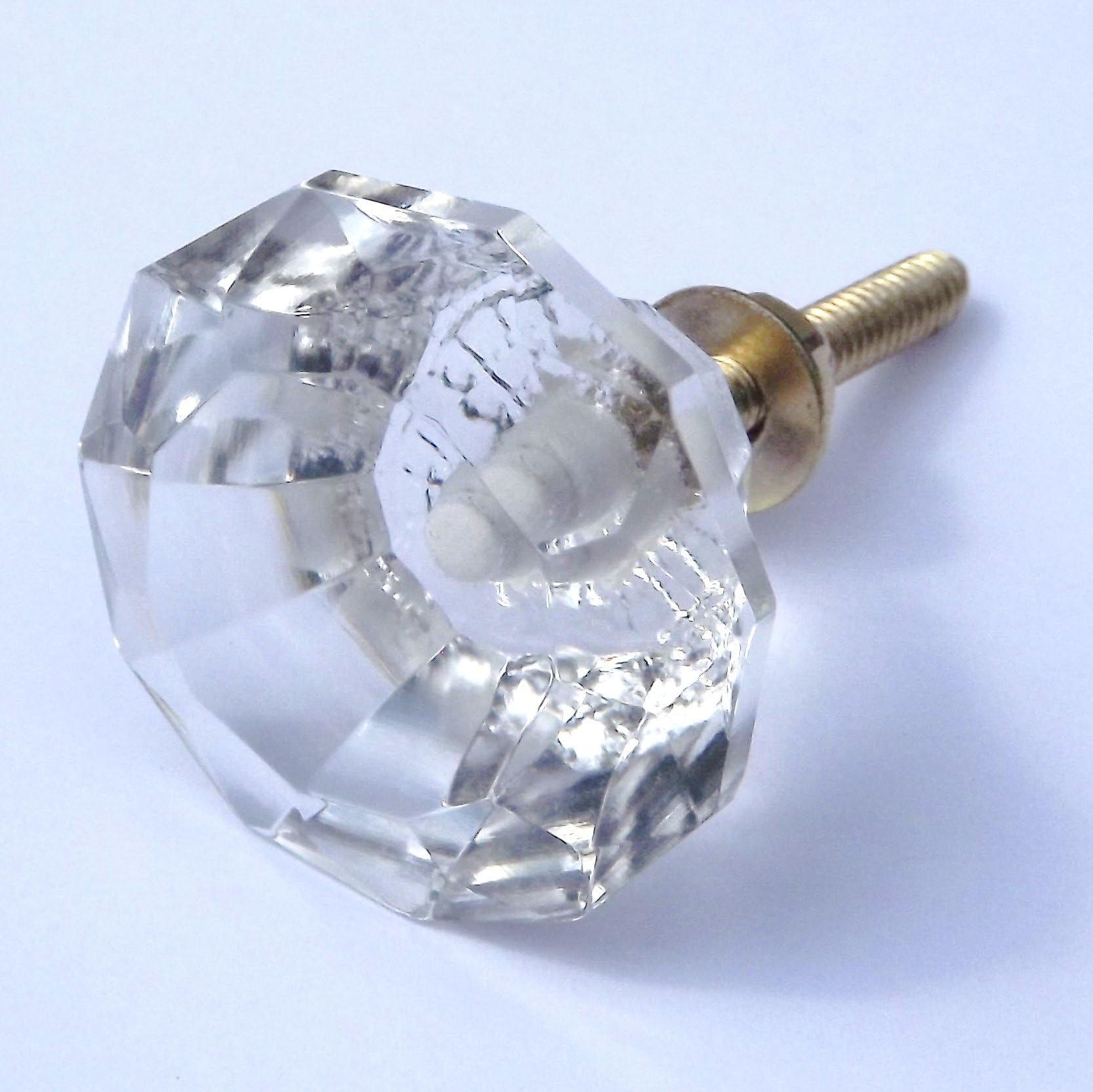 Small Clear Faceted Glass Cupboard Door Knobs & Drawer Pulls