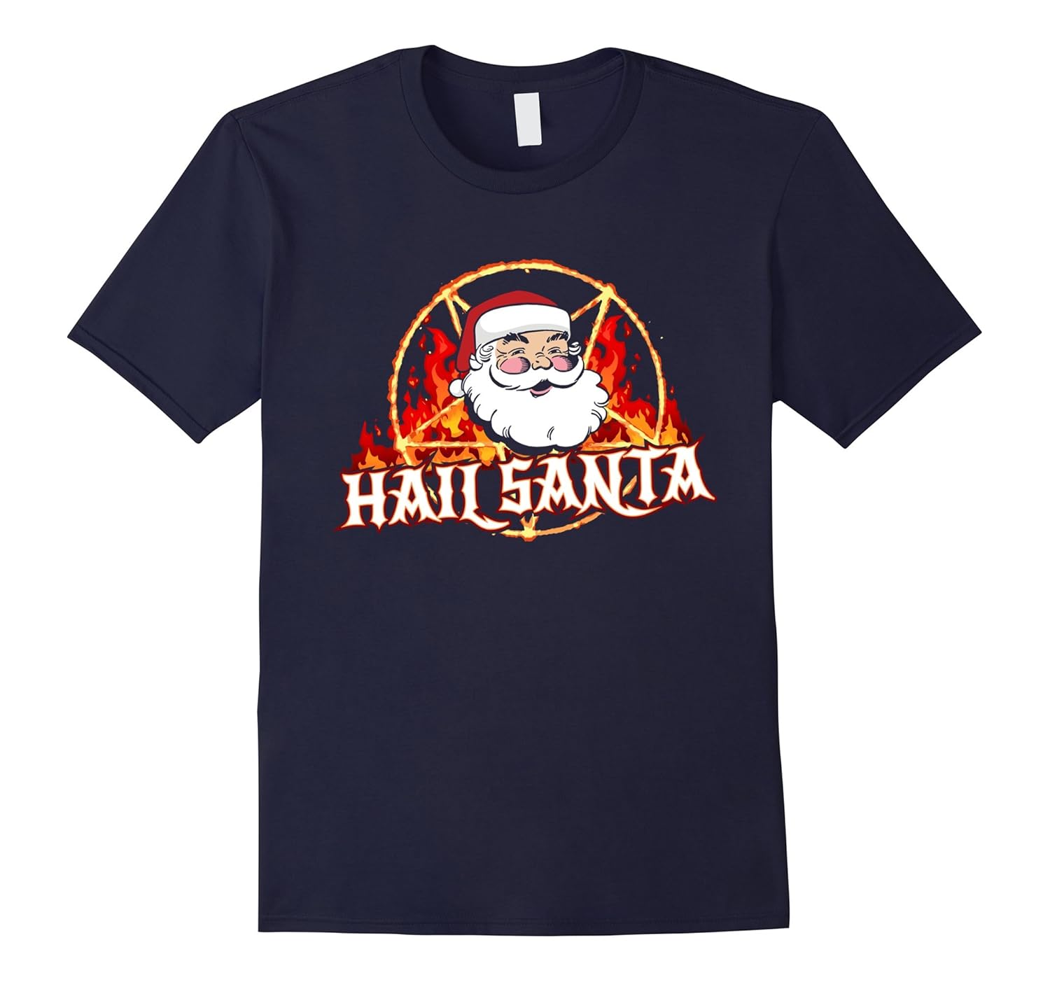 Hail Santa Funny Metal Christmas T-Shirt-ANZ