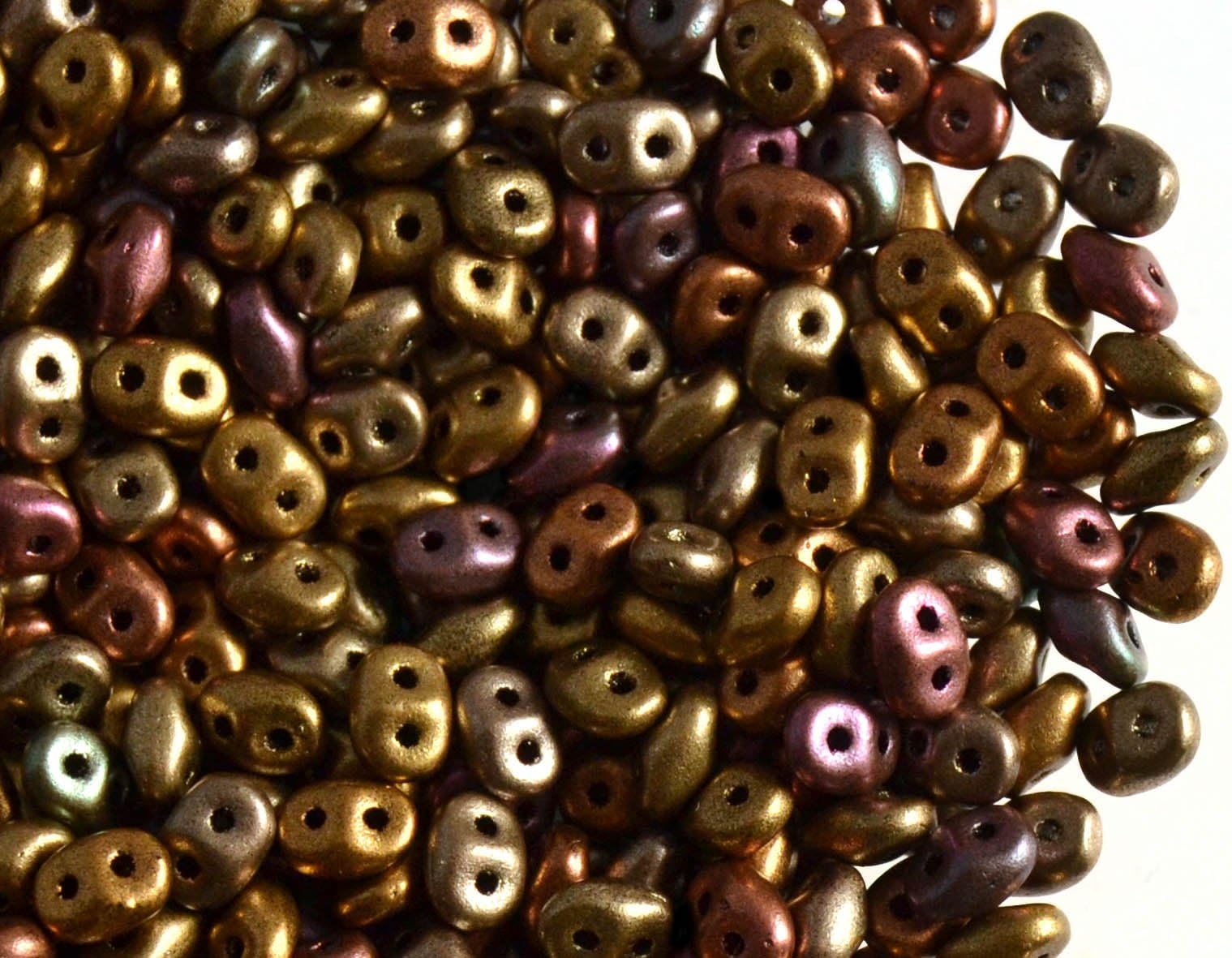 20gr Czech Two Hole Seed Beads SuperDuo 2,5x5 mm Crystal Gold Rainbow