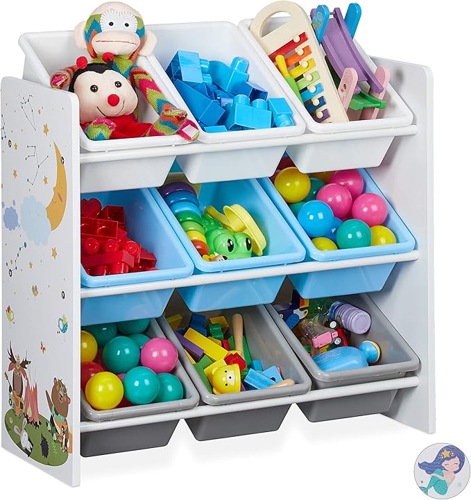 Etagère Jouets Relaxdays 4 Casiers - Modules Emboîtables Avec Portes