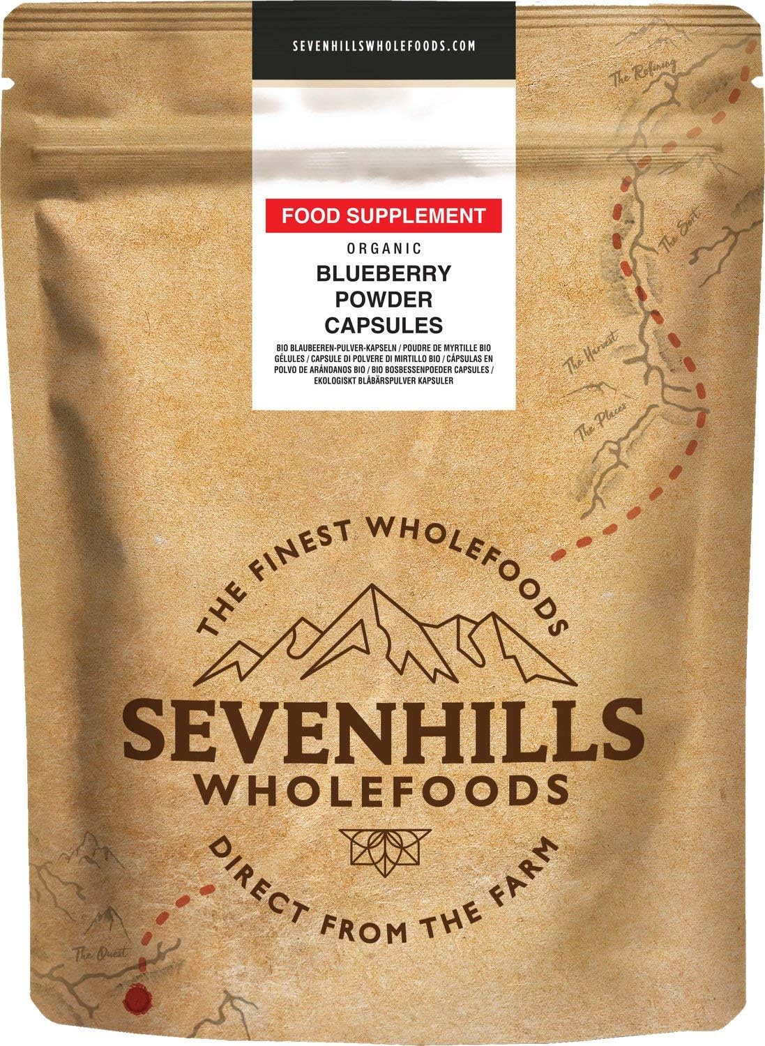 Sevenhills Wholefoods Organic Blueberry Powder Capsulesย 90 x 500mg
